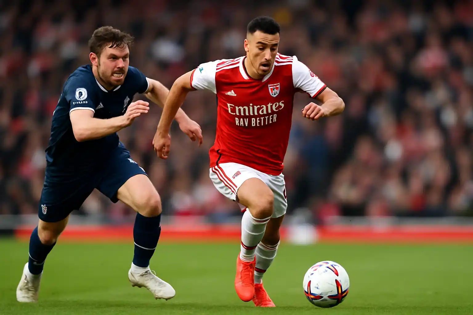 Gabriel Martinelli bứt tốc trước hậu vệ đối thủ